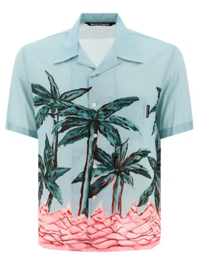 Shop Palm Angels "palms Row" Shirt In Blue