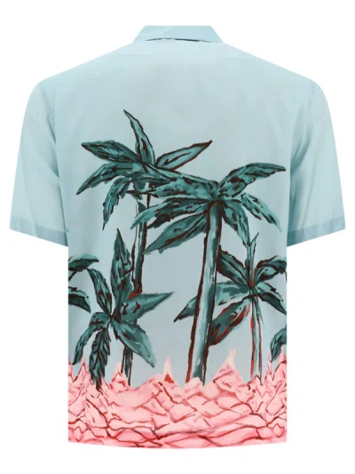 Shop Palm Angels "palms Row" Shirt In Blue