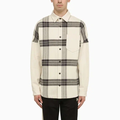 Shop Palm Angels Checked Shirt-jacket With Logo In White