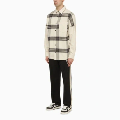 Shop Palm Angels Checked Shirt-jacket With Logo In White