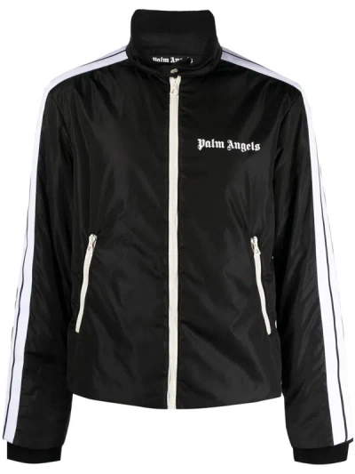 Shop Palm Angels Lightweight Puffer Track Jacket In Black/white