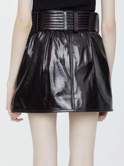 Shop Balmain Patent Leather Miniskirt In Black