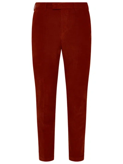 Shop Pt01 Terracotta Velvet Trousers In Brown