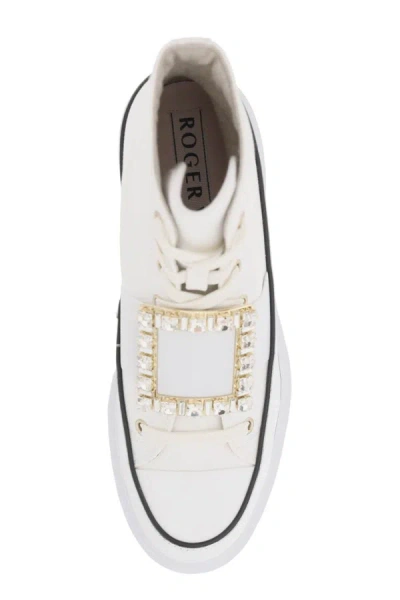 Shop Roger Vivier Viv' Go-thick Canvas High-top Sneakers With Buckle In White