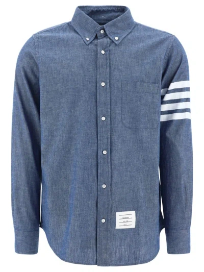 Shop Thom Browne "4 Bar" Shirt In Blue