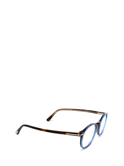 Shop Tom Ford Eyewear Eyeglasses In Matt Black On Rubber Gold