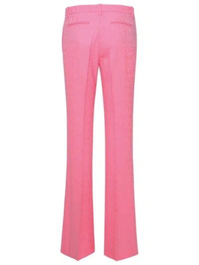 Shop Versace Rose Wool Pants In Pink