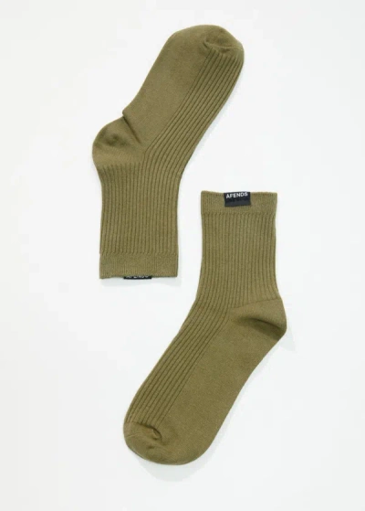 Shop Afends Hemp Ribbed Crew Socks In Green