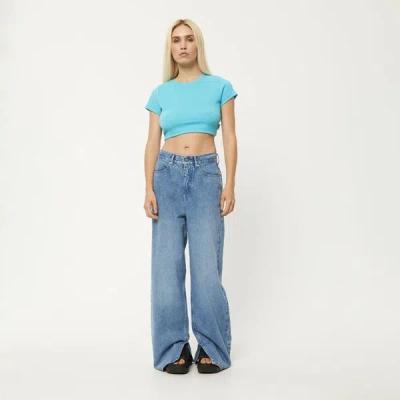 Shop Afends Hemp Ribbed Cropped T-shirt In Colour-blue