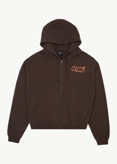 Shop Afends Zip Hood In Brown