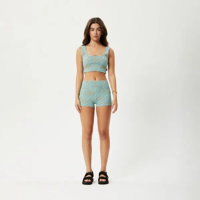Shop Afends Recycled Ribbed Booty Shorts In Colour-blue