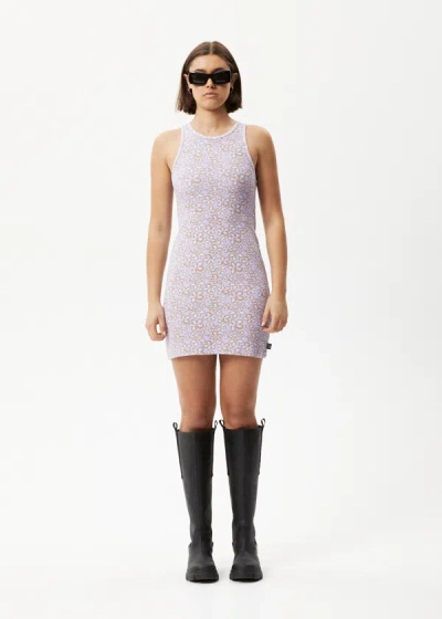 Shop Afends Recycled Ribbed Mini Dress In Purplecolor
