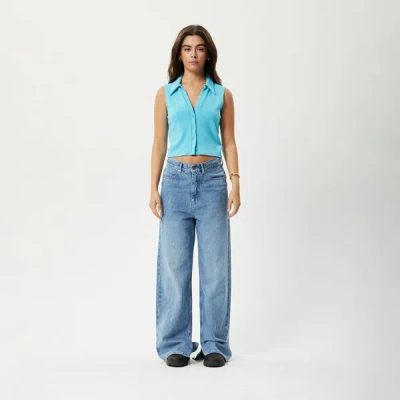 Shop Afends Hemp Ribbed Sleeveless Shirt In Colour-blue