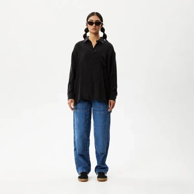Shop Afends Cupro Long Sleeve Shirt In Black