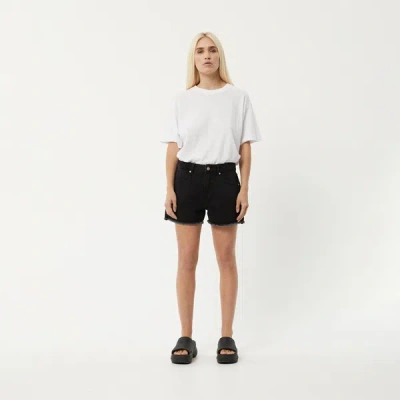 Shop Afends Organic Denim Low Rise Shorts In Black
