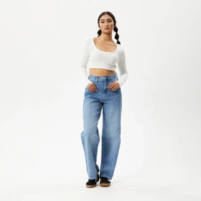 Shop Afends Hemp Ribbed Long Sleeve Cropped Top In White