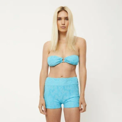 Shop Afends Hemp Terry Booty Short Bikini Bottoms In Colour-blue