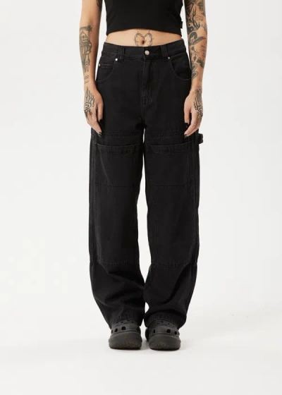 Shop Afends Organic Denim Carpenter Jeans In Black