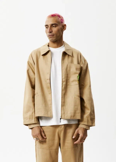 Shop Afends Unisex Hemp Twill Workwear Jacket In Brown