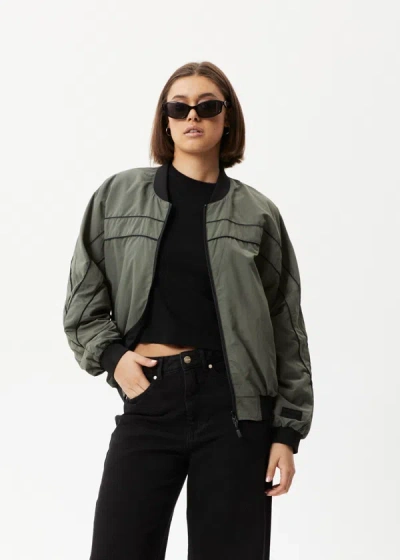Shop Afends Recycled Reversible Bomber Jacket In Green