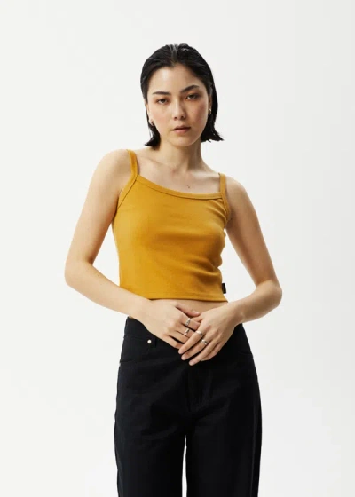 Shop Afends Hemp Ribbed Singlet In Yellow