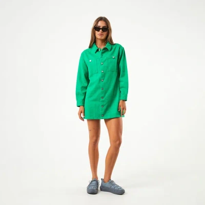 Shop Afends Hemp Twill Dress In Green