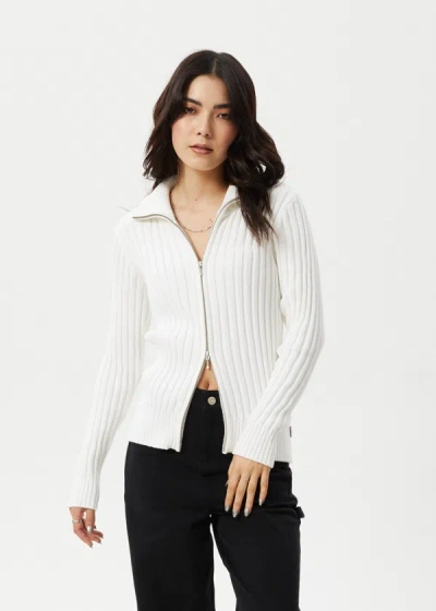 Shop Afends Knit Zip Through Cardigan In White