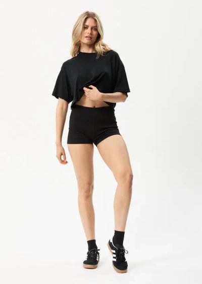 Shop Afends Hemp Ribbed Booty Shorts In Black