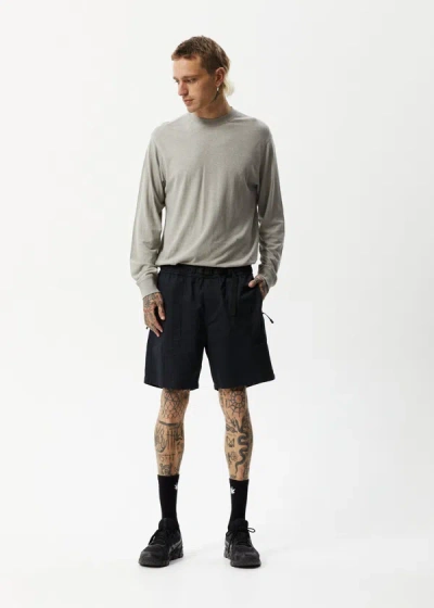 Shop Afends Hemp Elastic Waist Shorts In Black