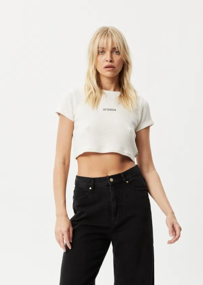 Shop Afends Waffle Cropped T-shirt In White