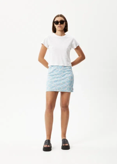 Shop Afends Hemp Ribbed Floral Mini Skirt In Grey