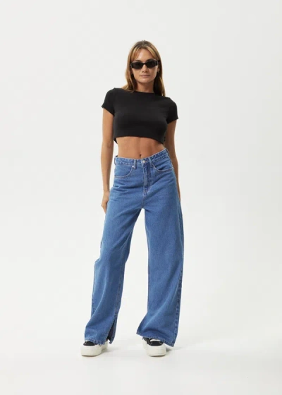 Shop Afends Hemp Denim Baggy Jeans In Colour-blue