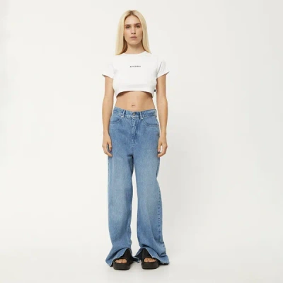 Shop Afends Recycled Ribbed Cropped T-shirt In White