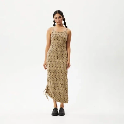 Shop Afends Gathered Floral Maxi Dress In Brown