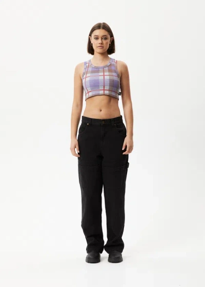 Shop Afends Hemp Check Ribbed Crop Tank In Purplecolor