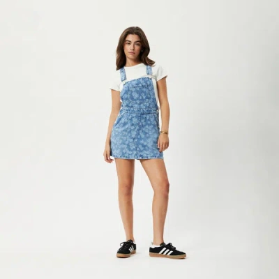 Shop Afends Hemp Denim Overall Dress In Colour-blue