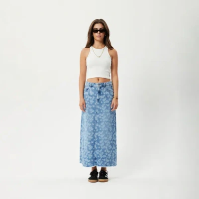 Shop Afends Hemp Denim Midi Skirt In Colour-blue