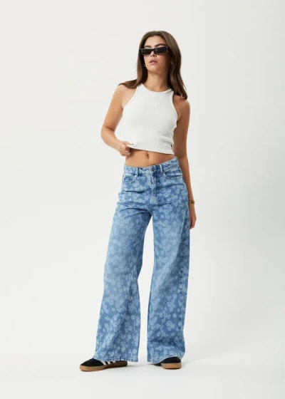 Shop Afends Hemp Denim Flared Jeans In Colour-blue