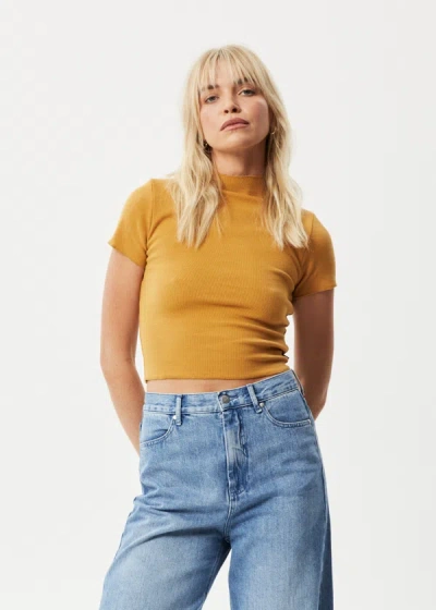 Shop Afends Hemp Ribbed T-shirt In Yellow