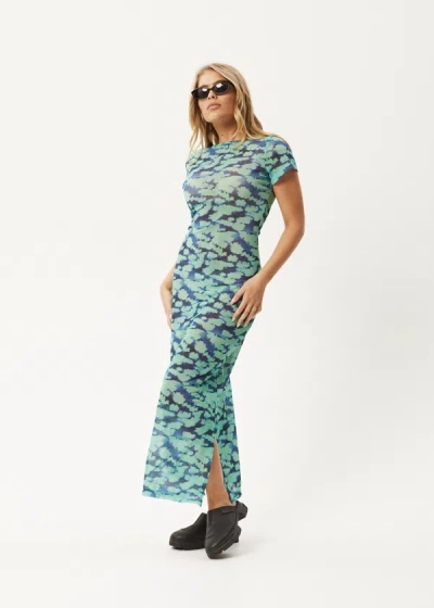 Shop Afends Recycled Sheer Maxi Dress In Colour-blue