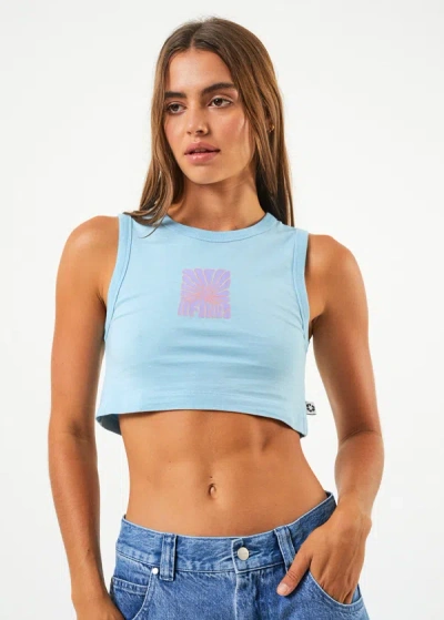Shop Afends Recycled Cropped Graphic Tank In Colour-blue