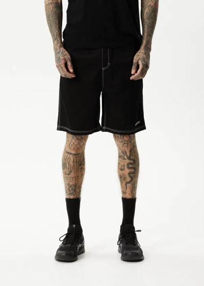 Shop Afends Organic Elastic Waist Shorts In Black