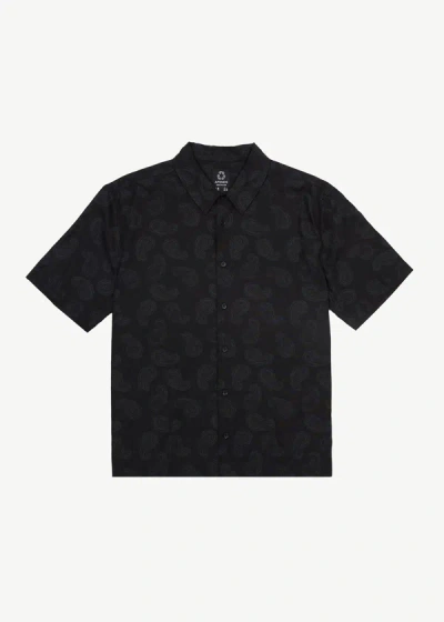 Shop Afends Paisley Short Sleeve Shirt In Black