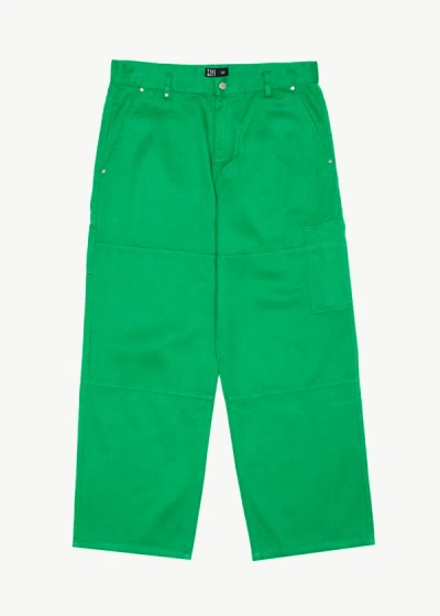 Shop Afends Hemp Twill Baggy Workwear Pants In Green