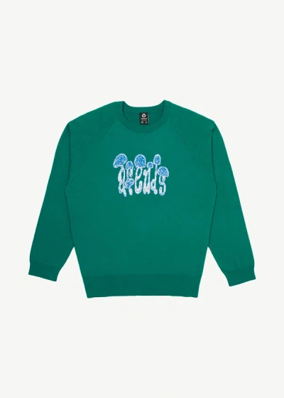 Shop Afends Raglan Knitted Crew Neck Jumper In Green