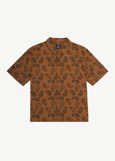 Shop Afends Paisley Short Sleeve Shirt In Brown