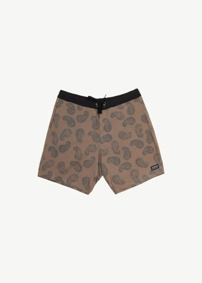 Shop Afends Paisley Fixed Waist Boardshorts In Brown