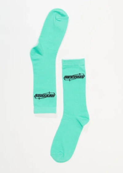 Shop Afends Recycled Crew Socks In Colour-blue