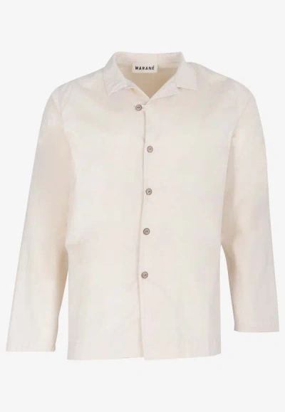 Shop Marane Camp Collar Long-sleeved Shirt In Cream