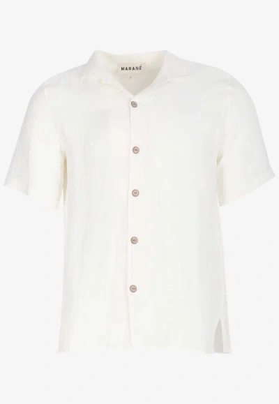 Shop Marane Camp Collar Short-sleeved Shirt In White